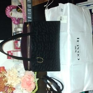 Coach Charlie 28 Leather Carryall Black Shoulder Bag